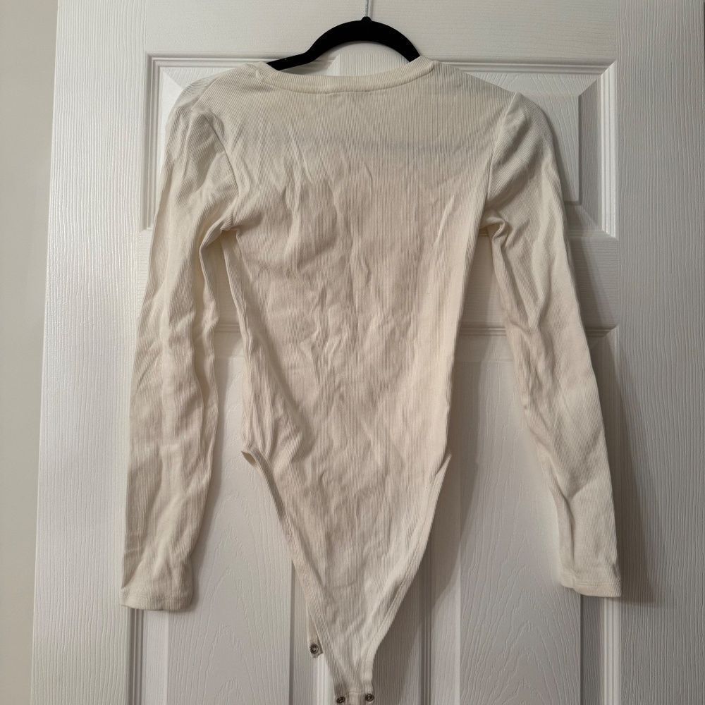 ZARA Ribbed Long Sleeve Bodysuit White - Picture 4 of 5